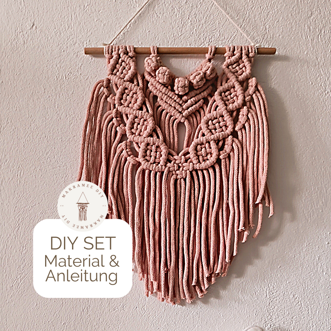 Makramee DIY Set Wandbehang Altrosa – Material & Anleitung | Boho Deko in Trendfarbe