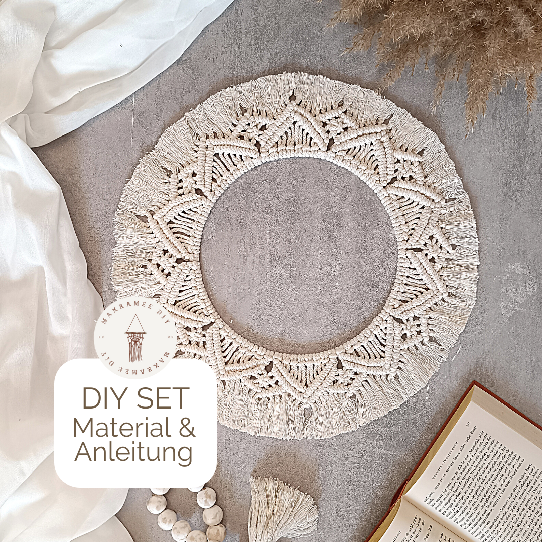 Makramee DIY Set Mandala Kranz mit Fransen – Material & Anleitung | Boho Wandkranz selber machen