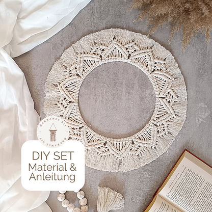 Makramee DIY Set Mandala Kranz mit Fransen – Material & Anleitung | Boho Wandkranz selber machen