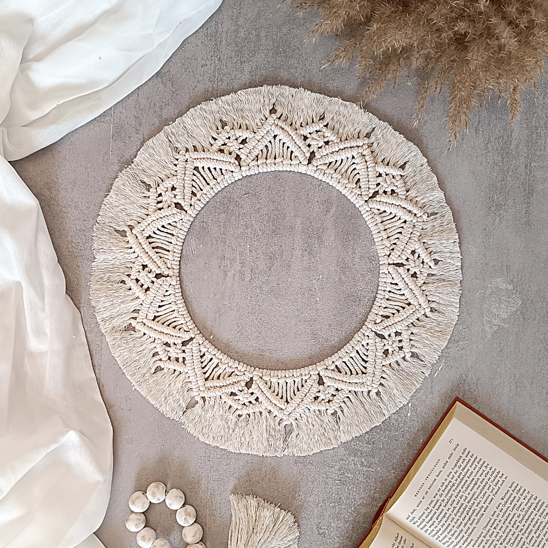 Makramee DIY Set Mandala Kranz mit Fransen – Material & Anleitung | Boho Wandkranz selber machen