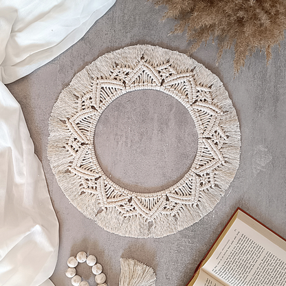Makramee DIY Set Mandala Kranz mit Fransen – Material & Anleitung | Boho Wandkranz selber machen