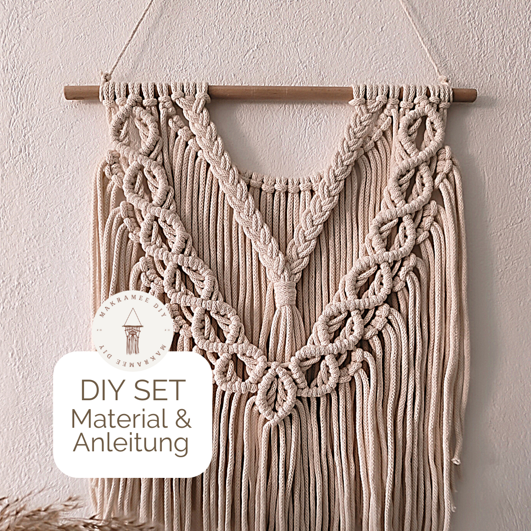 Makramee DIY Set Wandbehang mit Zopfmuster – Material & Anleitung | Klassische Boho Wanddeko