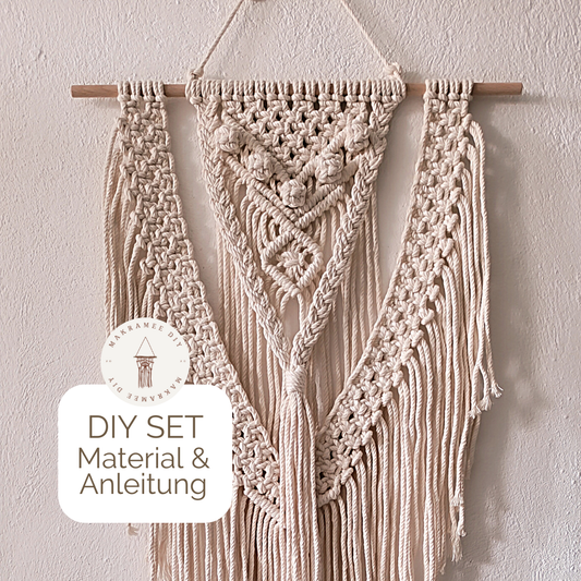 Makramee DIY Set Wandbehang mit Mittelpanel – Material & Anleitung | Boho Makramee mit Struktur