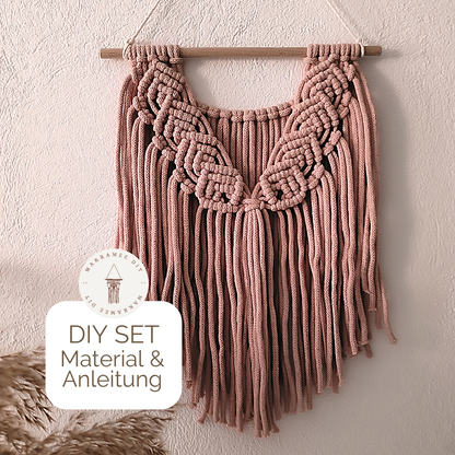 Makramee DIY Set Wandbehang Soft V-Design – Material & Anleitung | Boho Makramee in sanfter Trendfarbe