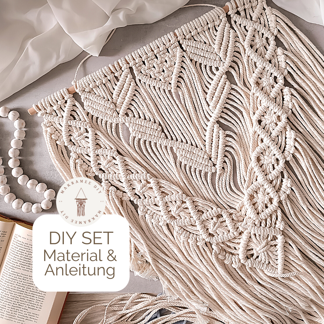 Makramee DIY Set Großer Wandbehang mit Diamantmuster – Material & Anleitung | Boho Statement Makramee