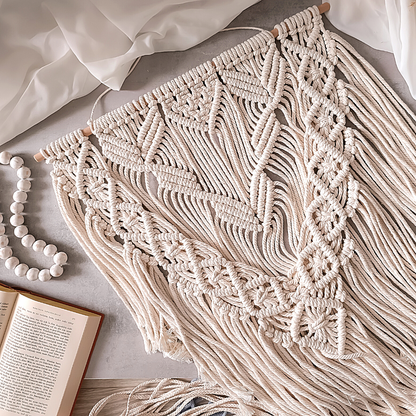 Makramee DIY Set Großer Wandbehang mit Diamantmuster – Material & Anleitung | Boho Statement Makramee