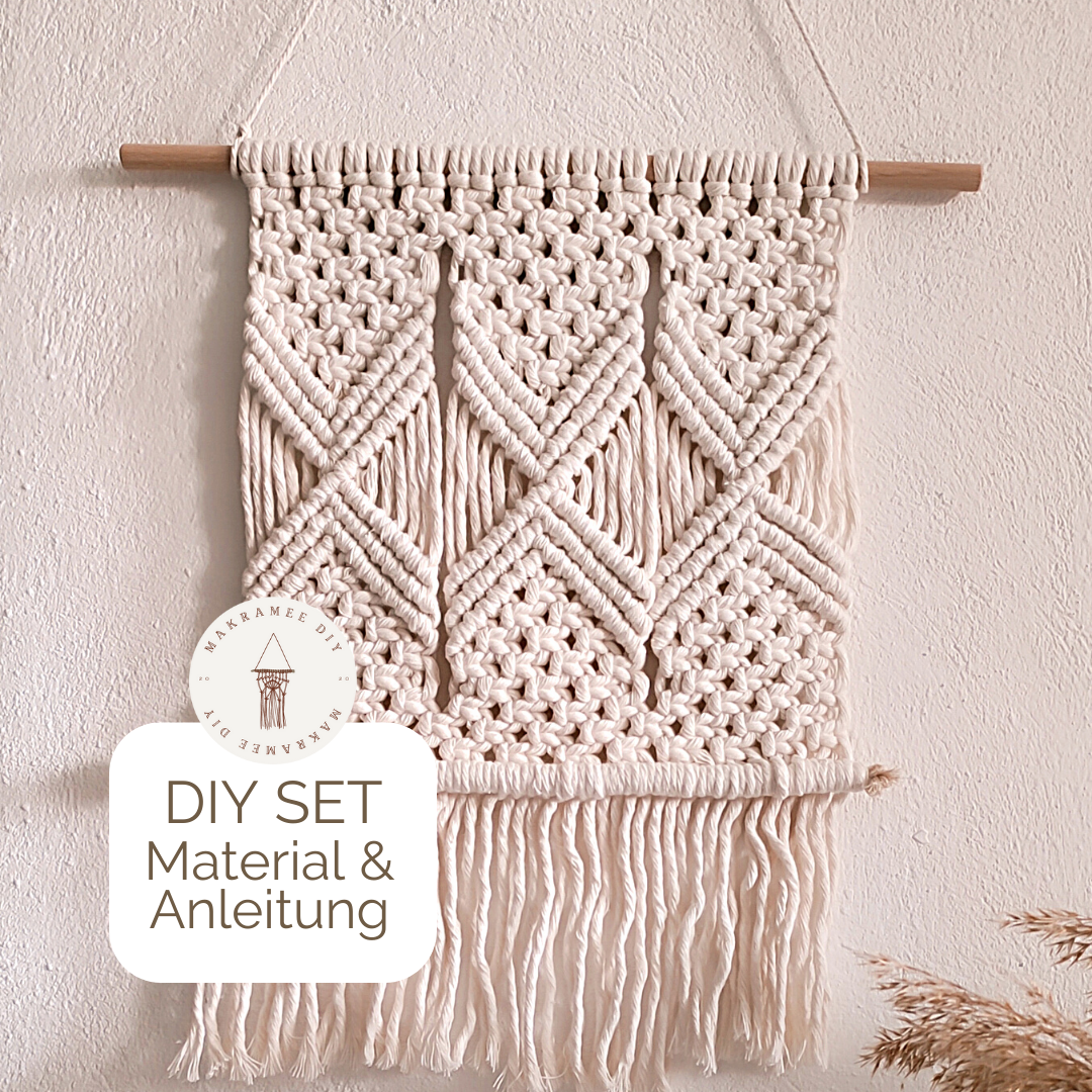 Makramee DIY Set Wandbehang mit Rautenstruktur – Material & Anleitung | Modernes Boho Makramee