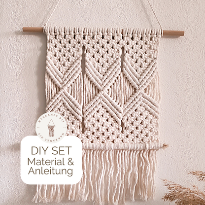 Makramee DIY Set Wandbehang mit Rautenstruktur – Material & Anleitung | Modernes Boho Makramee