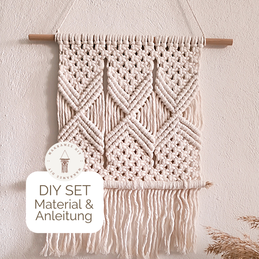 Makramee DIY Set Wandbehang mit Rautenstruktur – Material & Anleitung | Modernes Boho Makramee