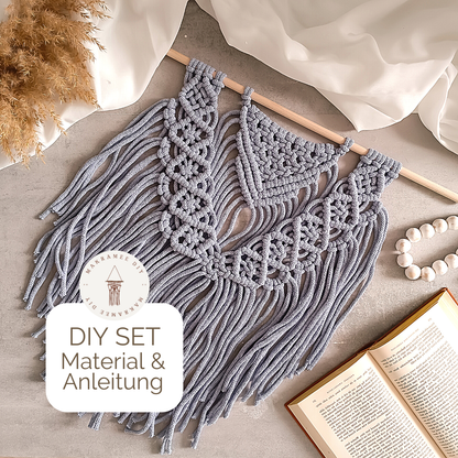 Makramee DIY Set Wandbehang – Material & Schritt-für-Schritt Anleitung | Boho Deko zum Selbermachen "Brielle"