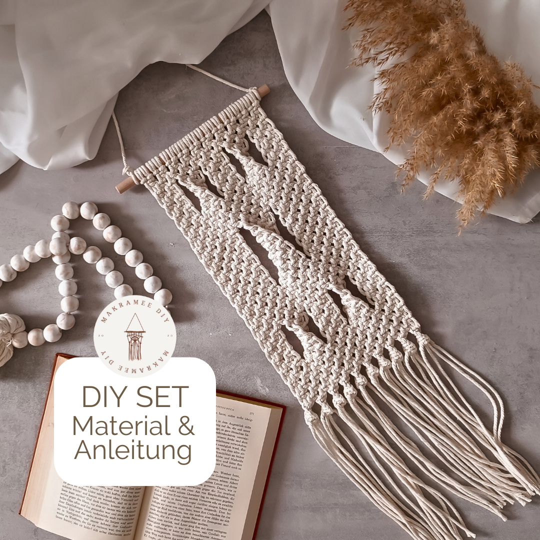 Makramee DIY Set Wandbehang Schmal – Material & Anleitung | Boho Wanddeko selber machen
