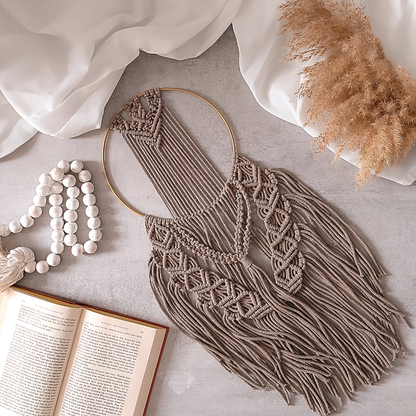 Makramee DIY Set Wanddeko mit Metallring – Material & Anleitung | Boho Makramee selber machen