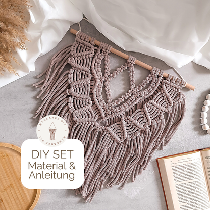 Makramee DIY Set Wandbehang mit Rundbogen & Mittelring – Material & Anleitung | Boho Makramee in Trendfarbe