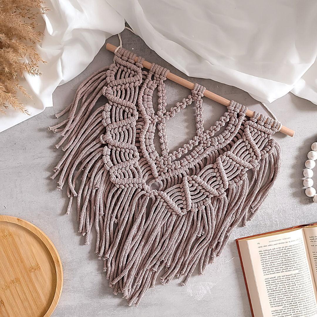 Makramee DIY Set Wandbehang mit Rundbogen & Mittelring – Material & Anleitung | Boho Makramee in Trendfarbe