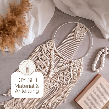 Makramee Ring Wanddeko – DIY Set mit Material & Anleitung (Boho Stil)