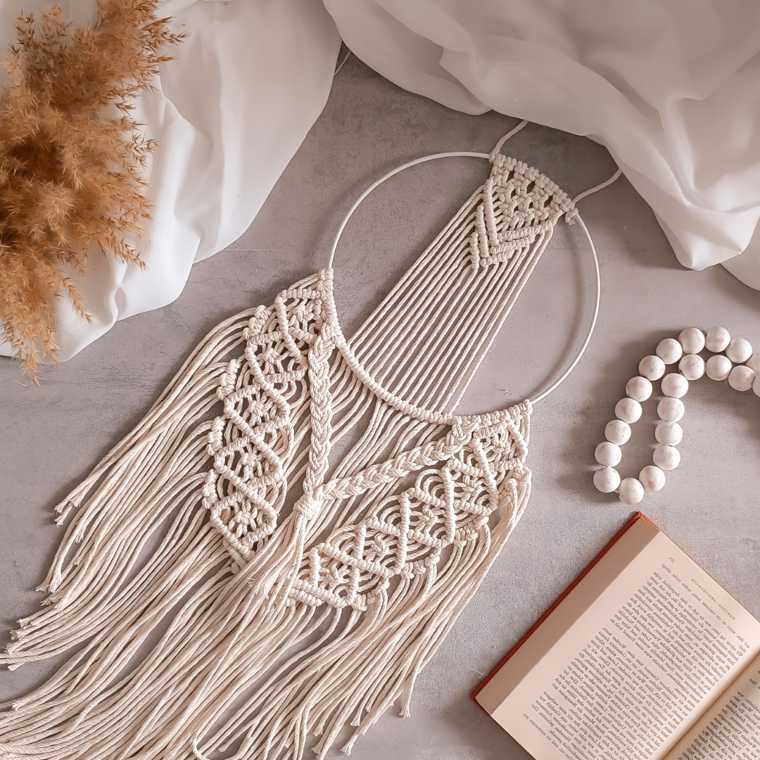 Makramee Ring Wanddeko – DIY Set mit Material & Anleitung (Boho Stil)