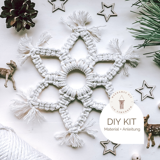 Makramee DIY Kit – Schneeflocke | Weihnachtsdeko zum Selbermachen