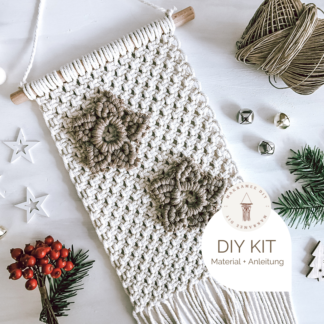 Makramee DIY Kit – Weihnachtlicher Wandbehang mit Sternen | Material & Anleitung