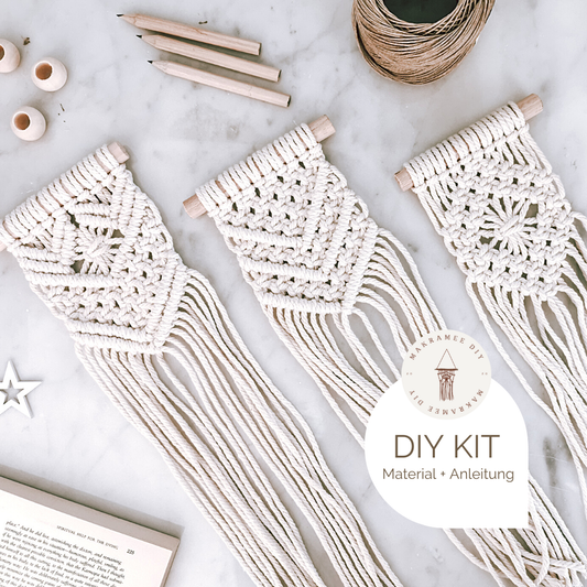 Makramee DIY Kit – 3 kleine Wandbehänge | Material & Anleitung