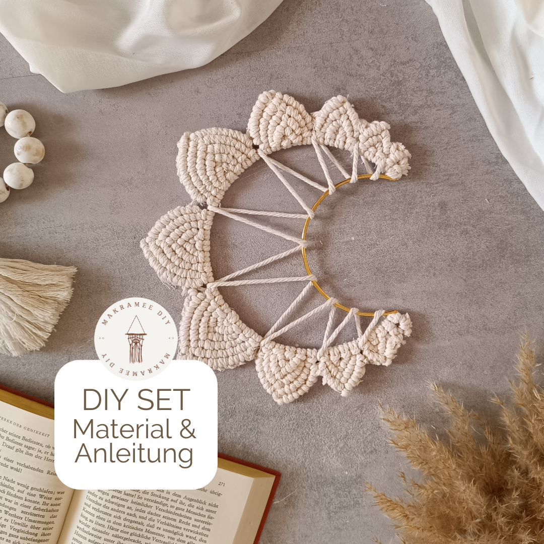 Makramee DIY Set Wanddeko – Material & Anleitung | Boho Makramee mit Metallring