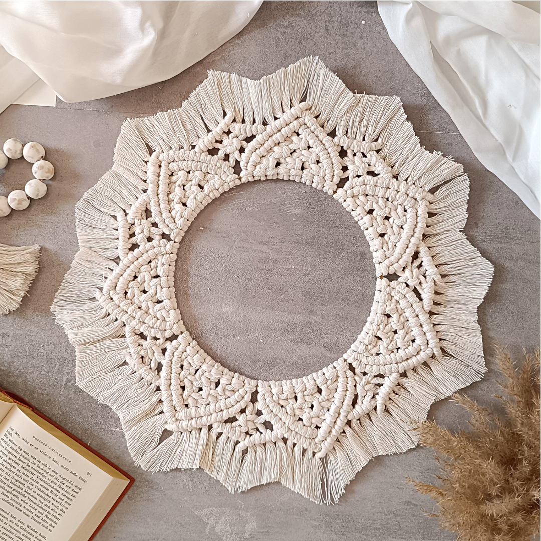 Makramee DIY Set Mandala Wandkranz – Material & Anleitung | Boho Makramee Kranz selber machen