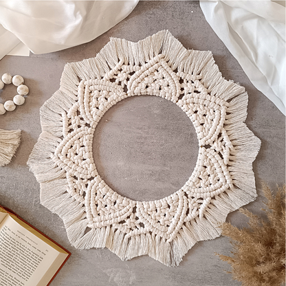 Makramee DIY Set Mandala Wandkranz – Material & Anleitung | Boho Makramee Kranz selber machen