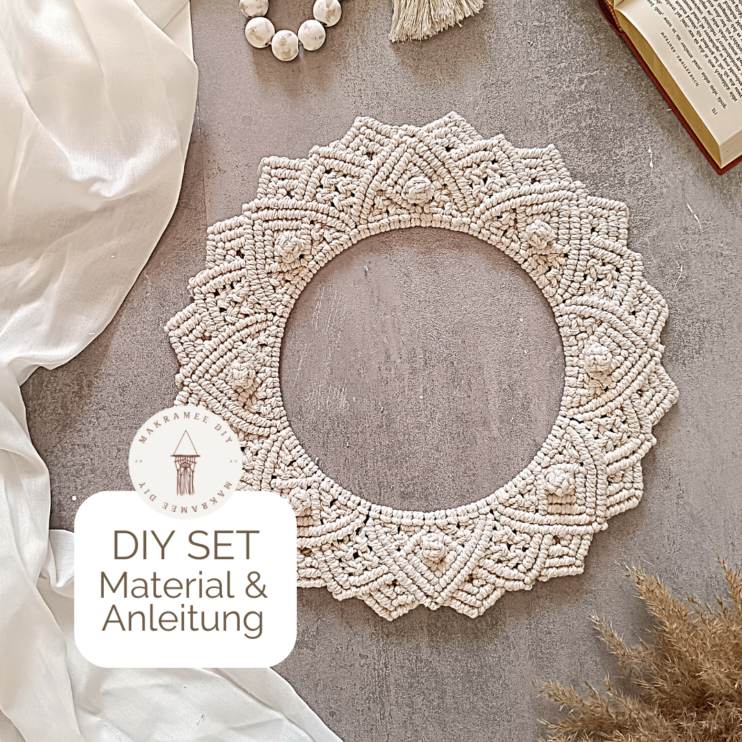 Makramee DIY Set Mandala Kranz – Material & Anleitung | Boho Makramee Wandkranz selber machen