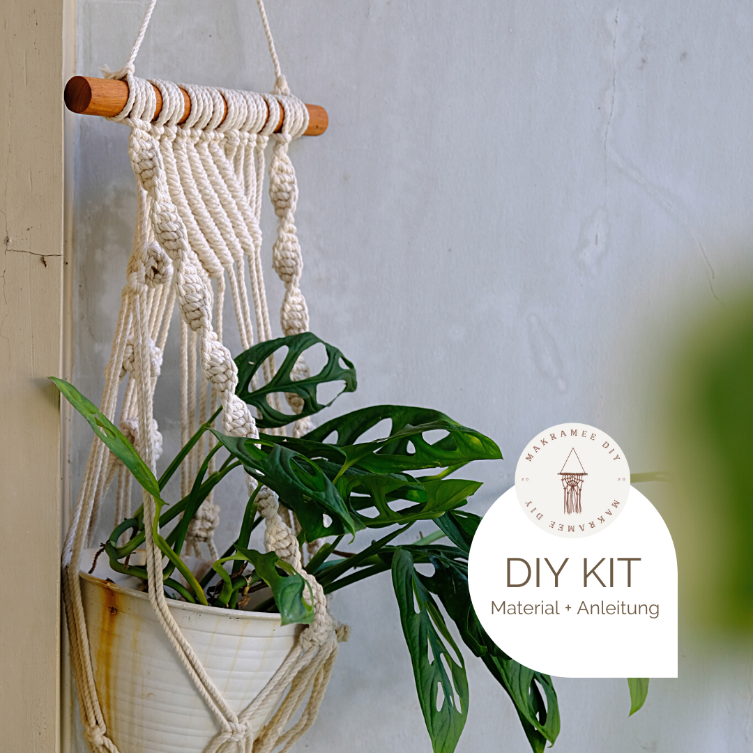 Makramee DIY Kit – Blumenampel mit Holzstab | Material & Anleitung