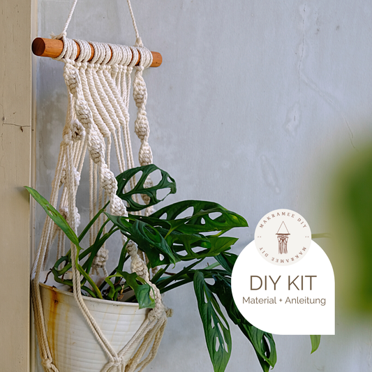 Makramee DIY Kit – Blumenampel mit Holzstab | Material & Anleitung