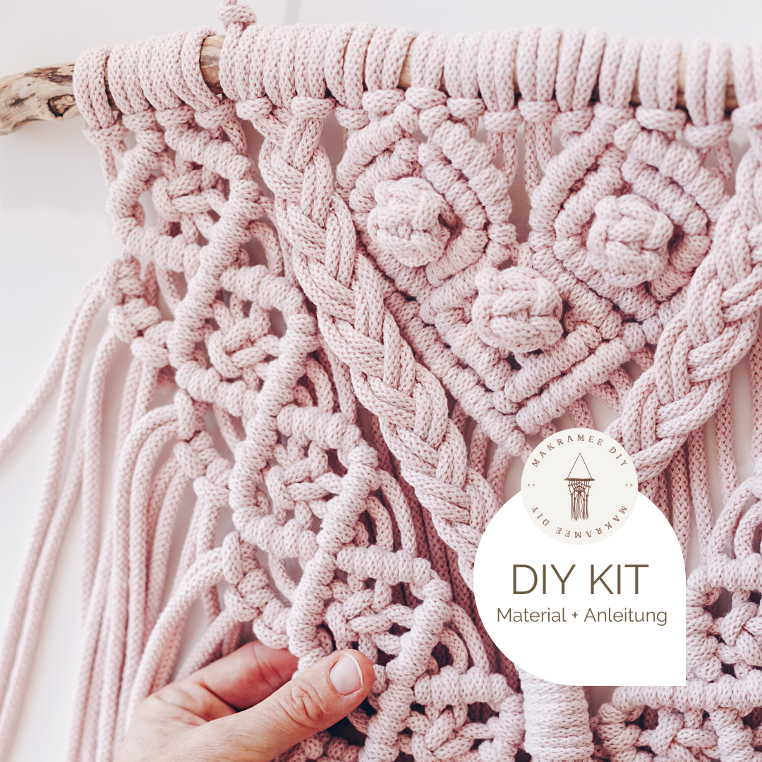 Makramee DIY Kit – Wandbehang mit Zöpfen & Rosetten | Material & Anleitung