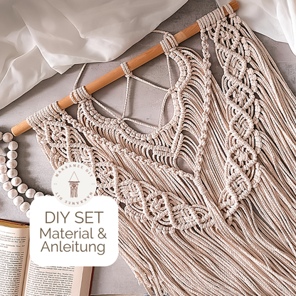 Makramee DIY Set Wandbehang mit Netzdesign – Material & Anleitung | Boho Makramee selber machen