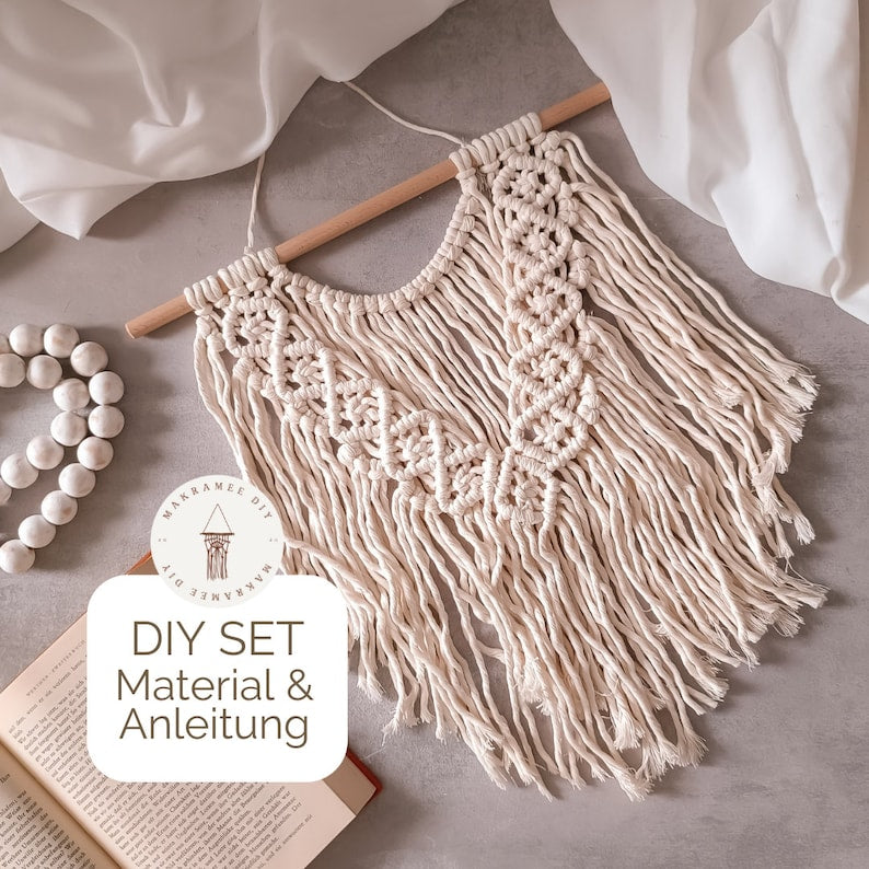 Makramee DIY Kit „Boho Halbkreis“ | Kreatives Wandbehang-Set inkl. Anleitung & Material