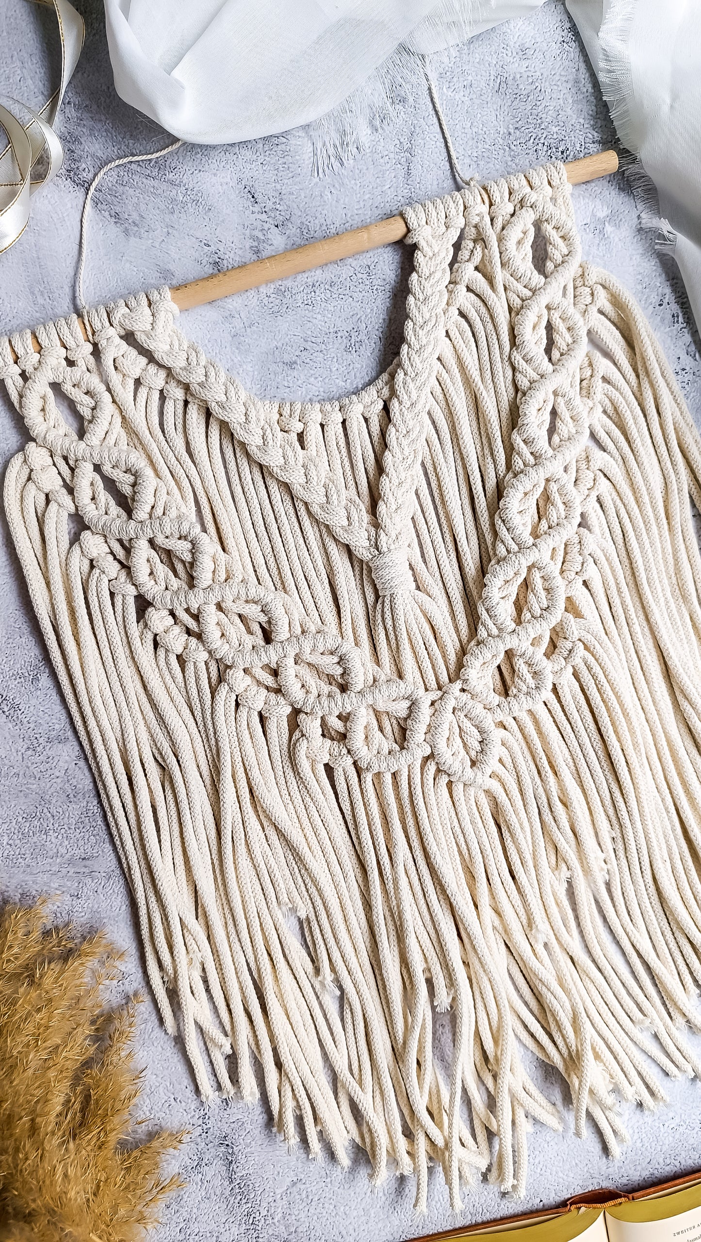 Makramee DIY Set Wandbehang mit Zopfmuster – Material & Anleitung | Klassische Boho Wanddeko