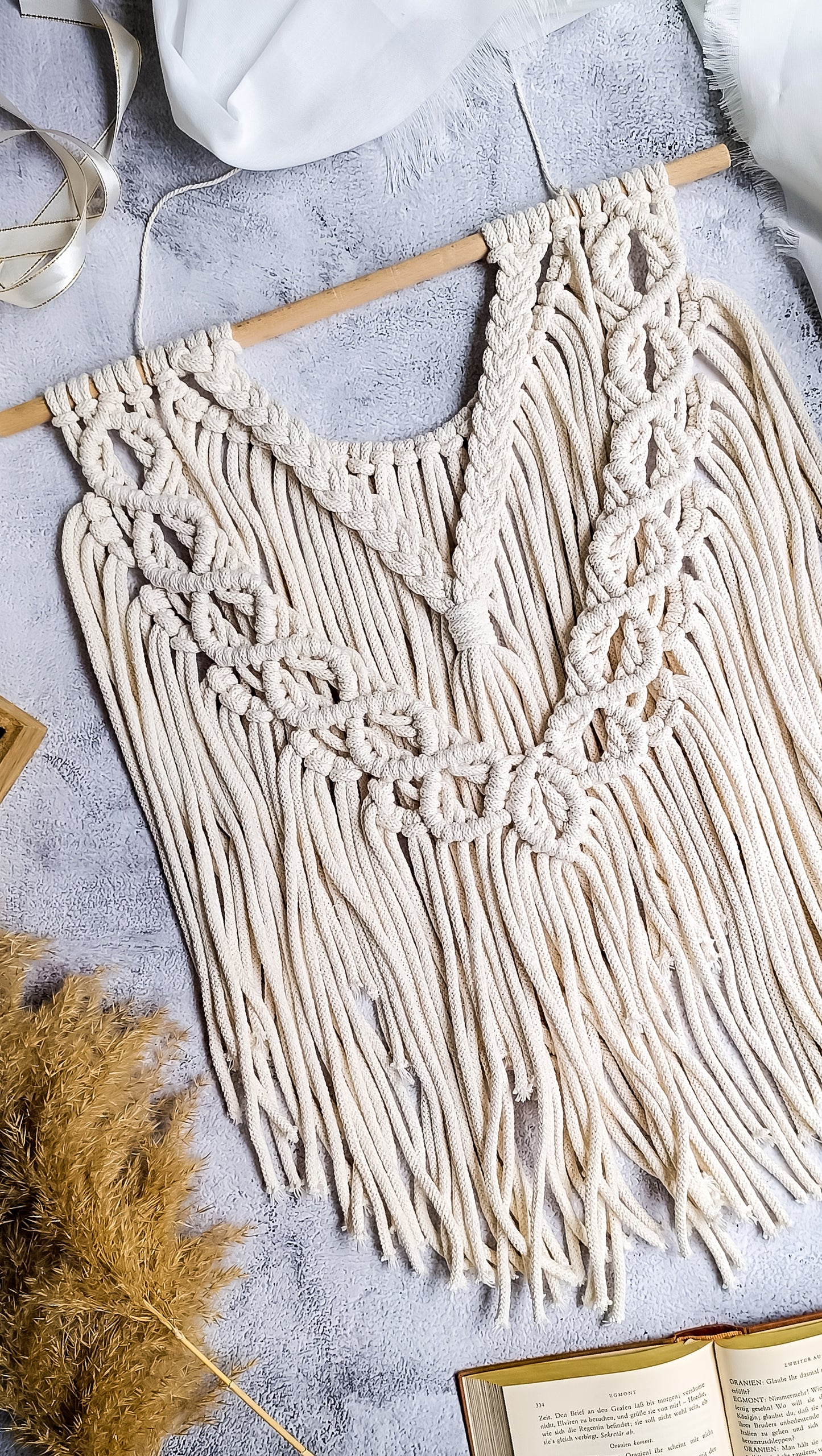 Makramee DIY Set Wandbehang mit Zopfmuster – Material & Anleitung | Klassische Boho Wanddeko