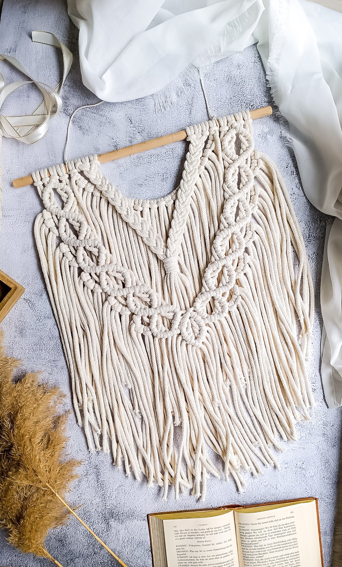 Makramee DIY Set Wandbehang mit Zopfmuster – Material & Anleitung | Klassische Boho Wanddeko