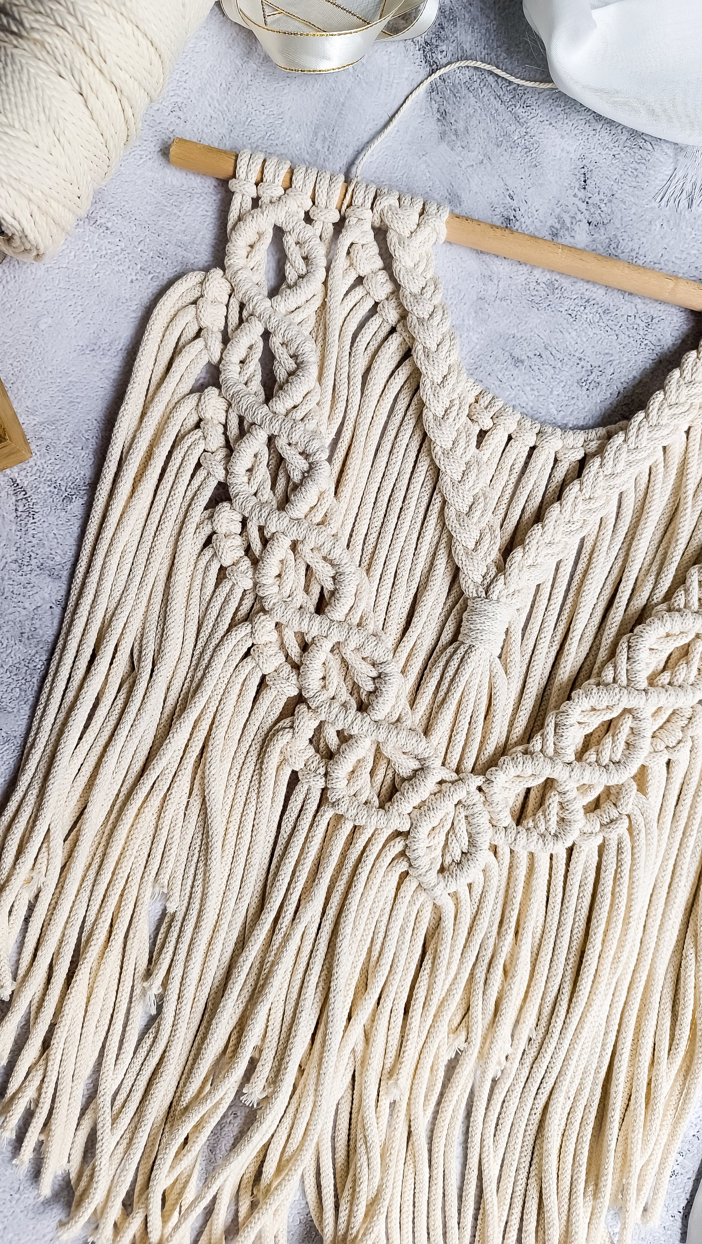 Makramee DIY Set Wandbehang mit Zopfmuster – Material & Anleitung | Klassische Boho Wanddeko